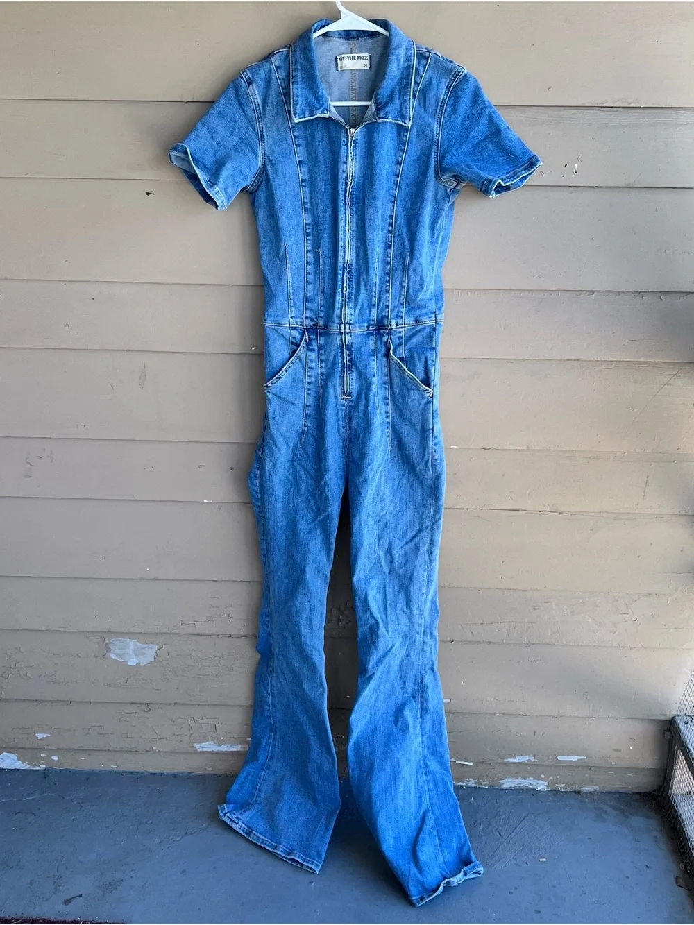 Free People We The Free Jayde Jumpsuit Size M Classic Boho Denim